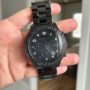 Michael Kors Black Crystal-Accented Watch